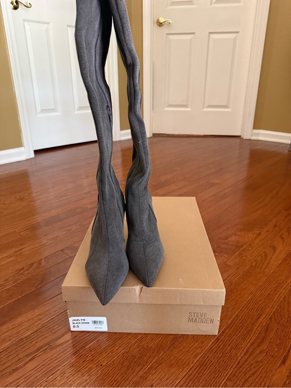 Steve Madden Jazlyn Over-the-Knee Pointed Toe Boots in Charcoal